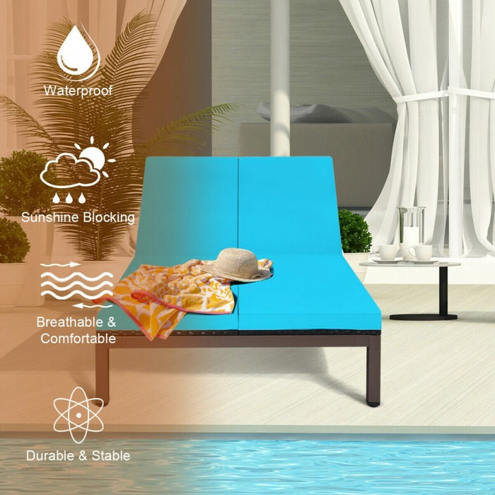 Outdoor 2-Person Adjustable Chaise Lounge Chair for Patio, Pool, or Terrace