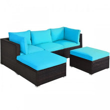 Load image into Gallery viewer, Costway Affordable Sectional Couches 5-Piece Set with Ottoman Table - Suitable for Patio, Garden, and Backyard
