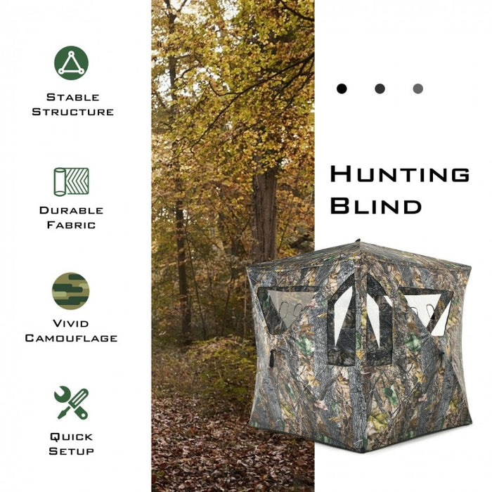 Costway Waterproof Pop-Up Screen Tent with Floor and Carry Bag - Suitable for Camping and Hunting