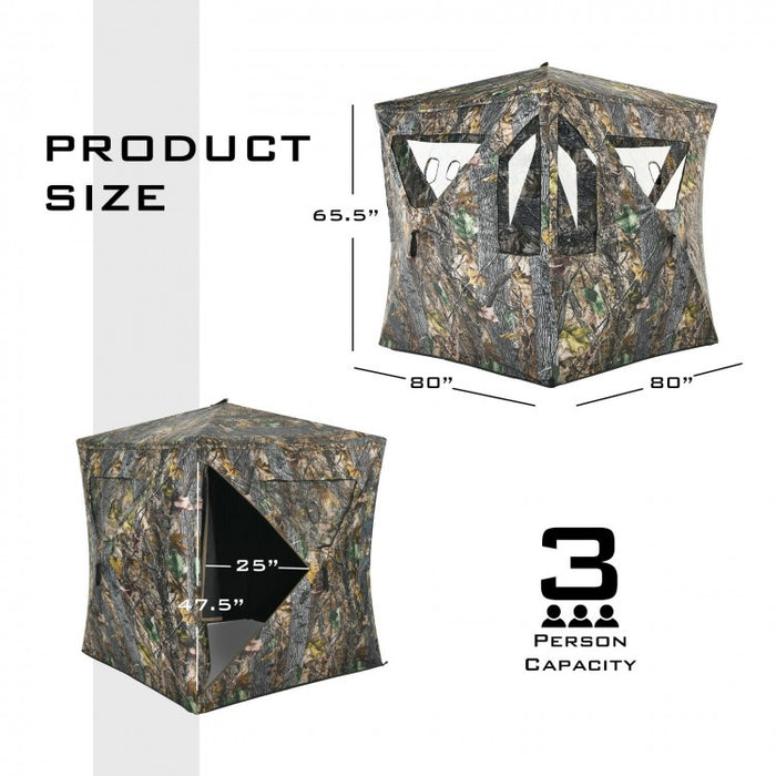 Costway Waterproof Pop-Up Screen Tent with Floor and Carry Bag - Suitable for Camping and Hunting
