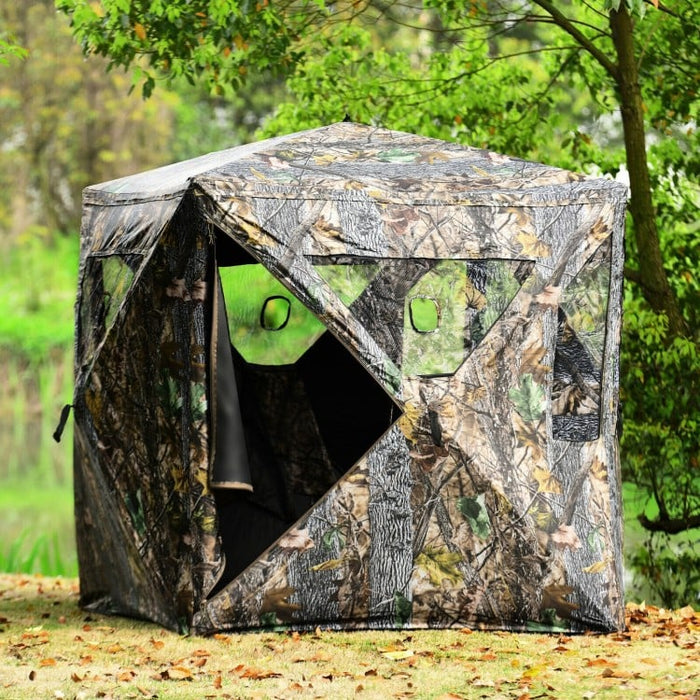 Costway Waterproof Pop-Up Screen Tent with Floor and Carry Bag - Suitable for Camping and Hunting