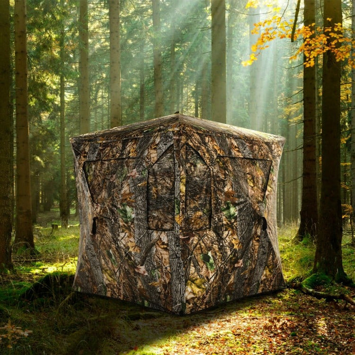 Costway Waterproof Pop-Up Screen Tent with Floor and Carry Bag - Suitable for Camping and Hunting