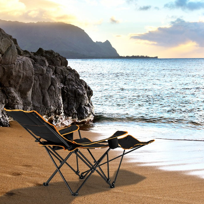 Outdoor Folding Camping Chair - Portable Leisure Chair with Footrest - Suitable for Camping, Hiking, and Fishing