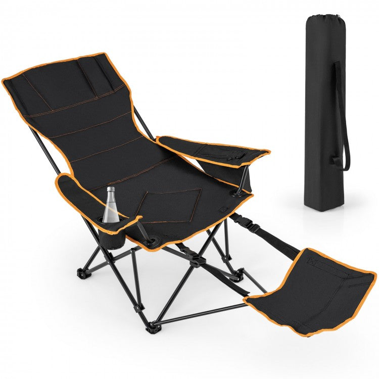 Outdoor Folding Camping Chair - Portable Leisure Chair with Footrest - Suitable for Camping, Hiking, and Fishing