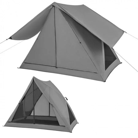 Costway Gray Pop-Up Camping Tent with Rainfly and Carry Bag - Suitable for Outdoor Camping and Travel