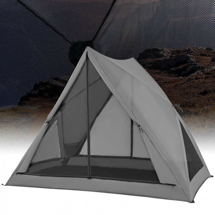 Costway Gray Pop-Up Camping Tent with Rainfly and Carry Bag - Suitable for Outdoor Camping and Travel