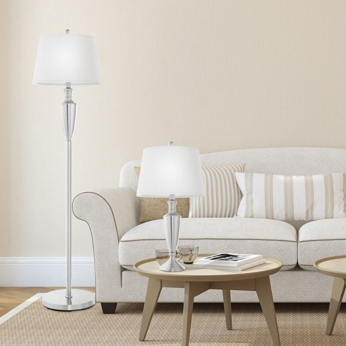 Costway Modern Side Table Lamp and Floor Lamp Set of 3 - Suitable for Bedroom, Study, and Office