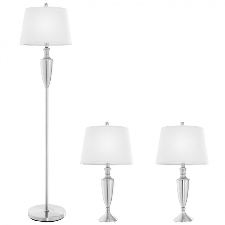 Costway Modern Side Table Lamp and Floor Lamp Set of 3 - Suitable for Bedroom, Study, and Office