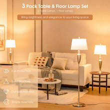 Load image into Gallery viewer, Costway Modern Side Table Lamp and Floor Lamp Set of 3 - Suitable for Bedroom, Study, and Office
