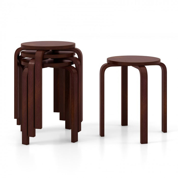 Modern Dining Room Chairs Set of 4 with Curved Wooden Design, Non-Slip Pads, and Stackable Feature