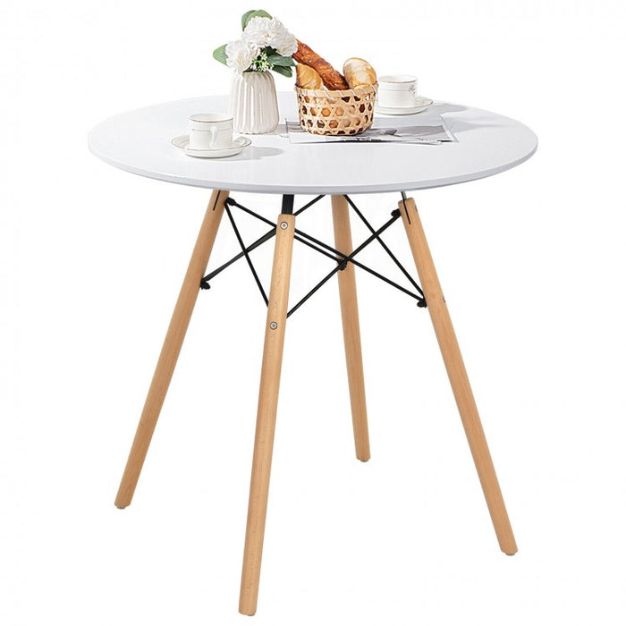 Costway Modern Minimalist White Round Wooden Dining Table - Suitable for Restaurant and Cafe