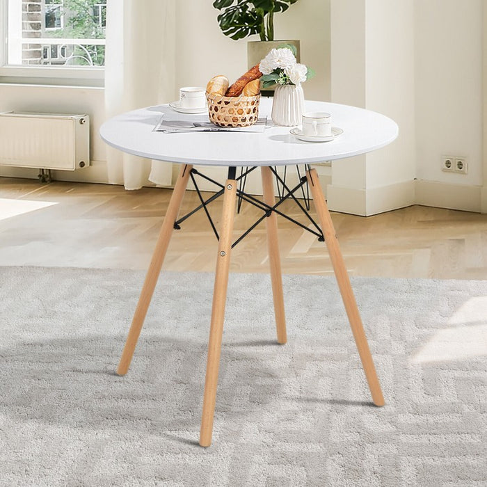 Costway Modern Minimalist White Round Wooden Dining Table - Suitable for Restaurant and Cafe