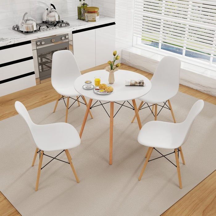 Costway Modern Minimalist White Round Wooden Dining Table - Suitable for Restaurant and Cafe