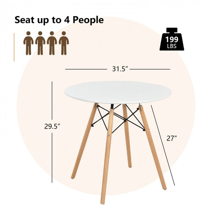 Costway Modern Minimalist White Round Wooden Dining Table - Suitable for Restaurant and Cafe