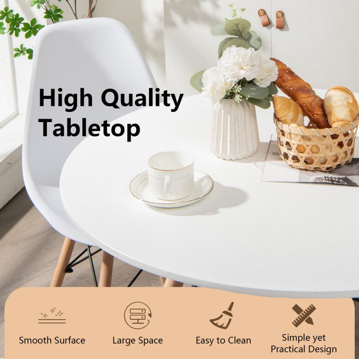 Costway Modern Minimalist White Round Wooden Dining Table - Suitable for Restaurant and Cafe