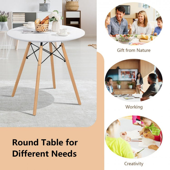Costway Modern Minimalist White Round Wooden Dining Table - Suitable for Restaurant and Cafe