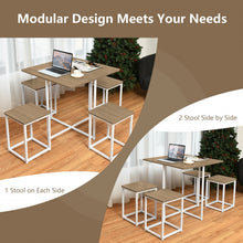 Charger l&#39;image dans la galerie, Industrial Style Dining Table Set - 5-Piece Set with Square Table and 4 Stools - Suitable for Kitchen and Restaurant
