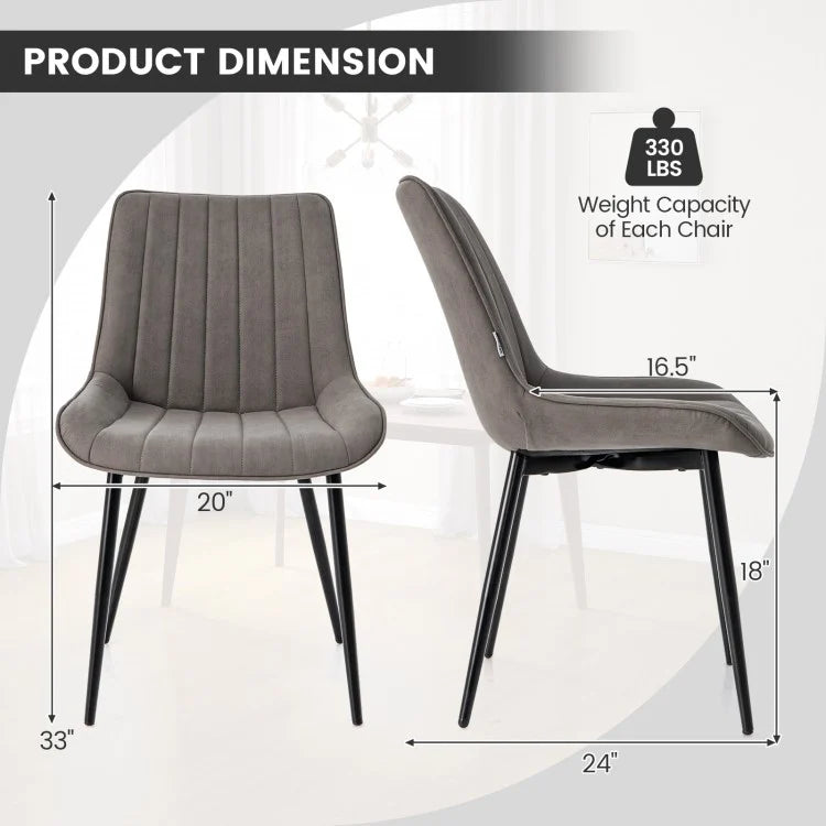 Mid-Century Modern Dining Chairs Set - 2-Piece Set with Cushioned Seats - Suitable for Kitchen and Dining Room