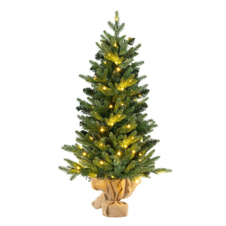 Realistic PVC Christmas Tree with LED String Lights - Battery Operated - Suitable for Home, Apartment, and Store Christmas Decorations