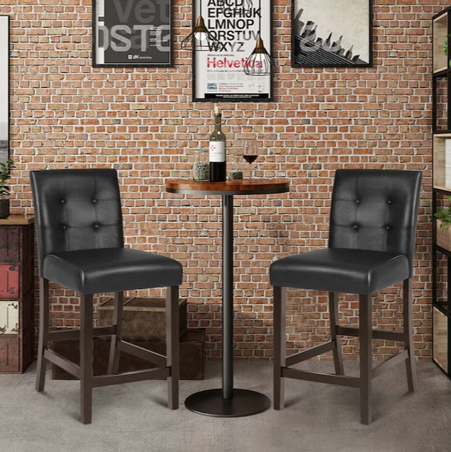Auction Deal -Black PVC Leather Bar Stools 2-Piece Set