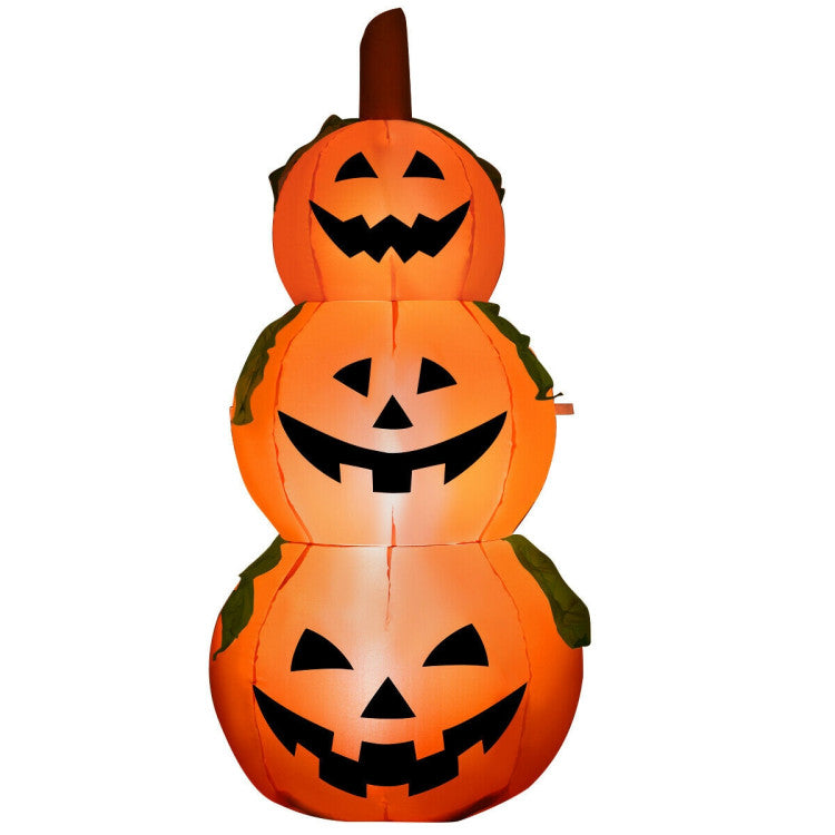 Halloween Inflatable Pumpkin 3-Piece Set with Built-in LED Lights and Waterproof Fan - Suitable for Halloween Decorations, Haunted Houses, and Parties