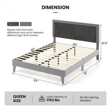 Charger l&#39;image dans la galerie, Modern Minimalist Grey Padded Headboard Platform Bed
