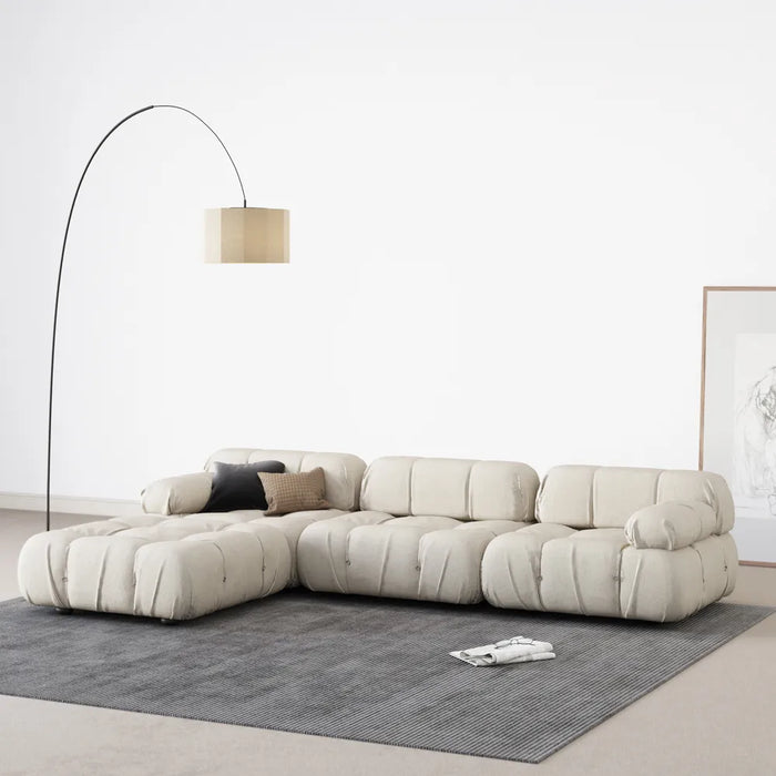 Modern Velvet Sectional Sofa with Convertible Chaise - Suitable for Living Room and Showroom