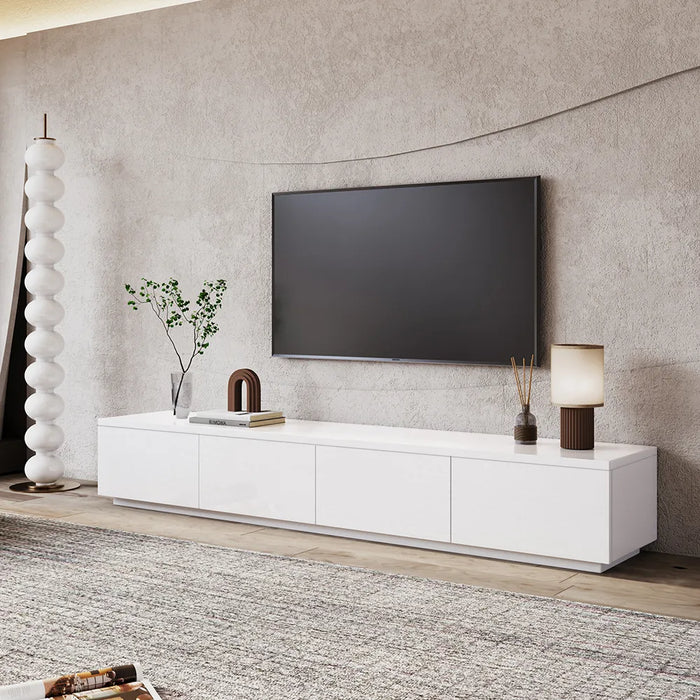 Modern Minimalist TV Stand Entertainment Center with 4 Storage Drawers