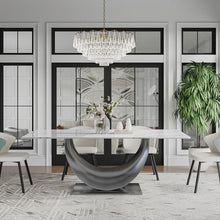 Load image into Gallery viewer, Modern Minimalist Dining Table with Crescent Base - Seats Up to 8 People, Suitable for Restaurant
