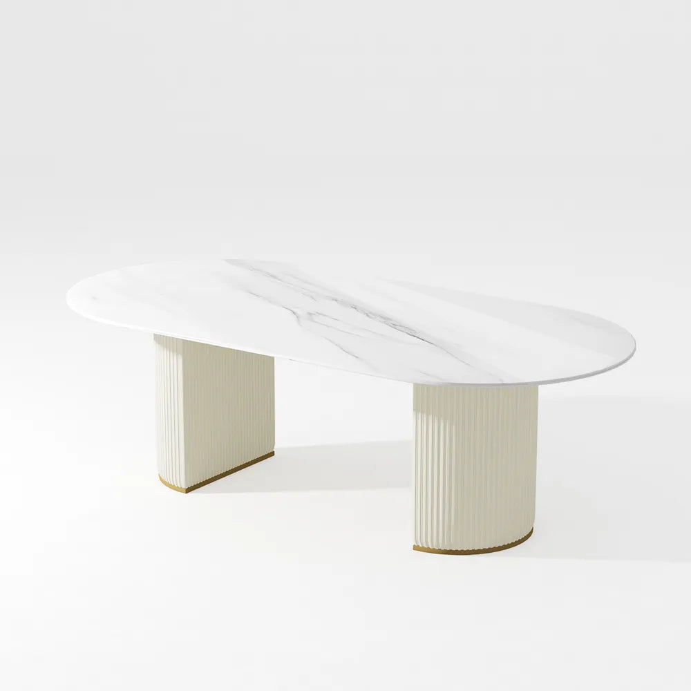 Modern Minimalist High-Quality Oval White Dining Table - Suitable for Restaurant