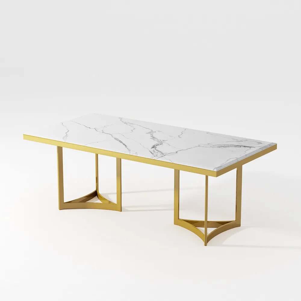 Modern Minimalist Dining Table with Artificial Marble Top - Luxurious and Elegant