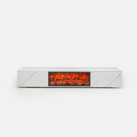 Modern Minimalist Light Luxury TV Stand with 3D Electric Fireplace and LED Flames - Floor Standing Cabinet
