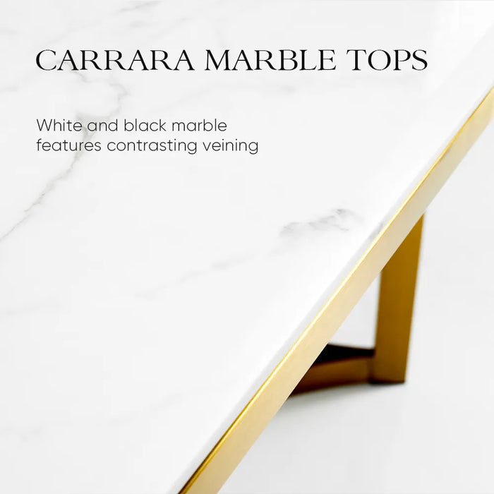 Modern Minimalist Dining Table with Artificial Marble Top - Luxurious and Elegant