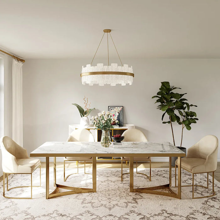 Modern Minimalist Dining Table with Artificial Marble Top - Luxurious and Elegant