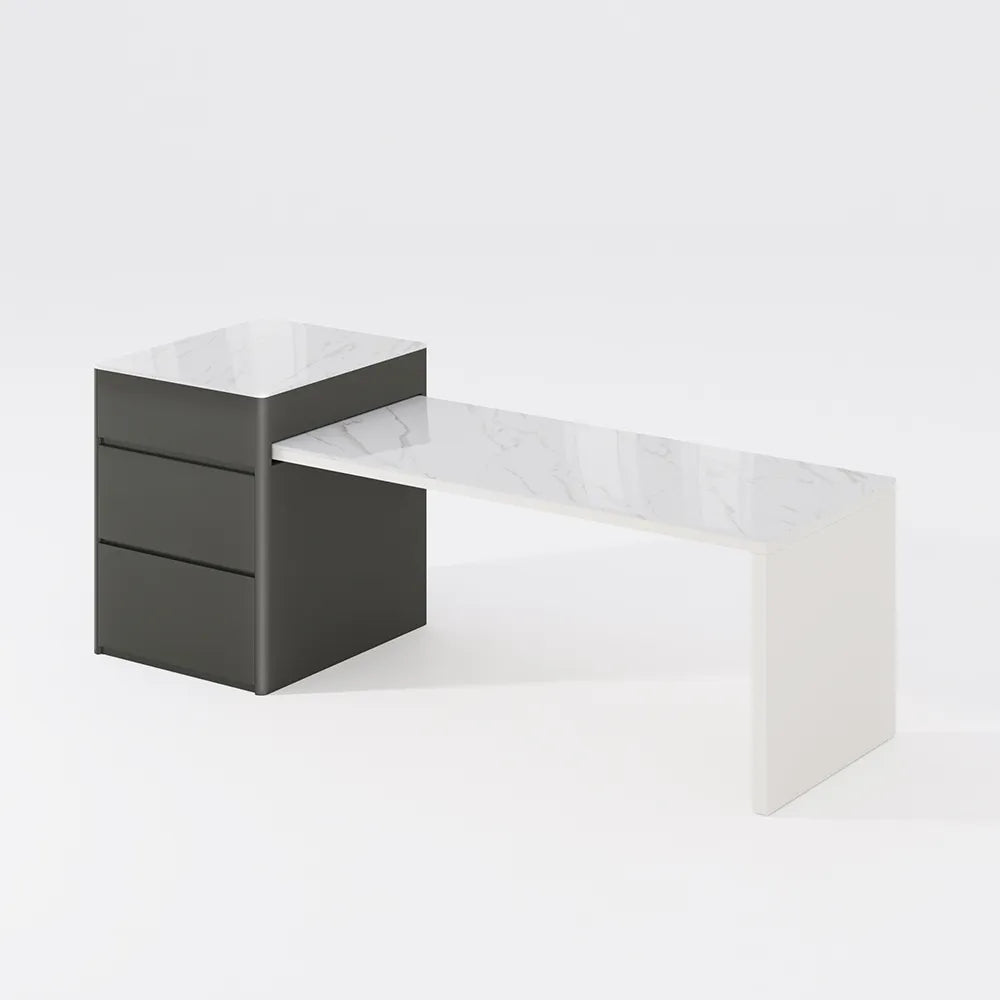 Modern Minimalist Extendable Kitchen Island with Storage Cabinet - Seats Up to 6 People