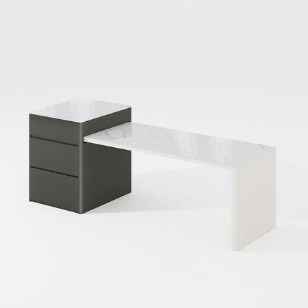 Modern Minimalist Extendable Kitchen Island with Storage Cabinet - Seats Up to 6 People