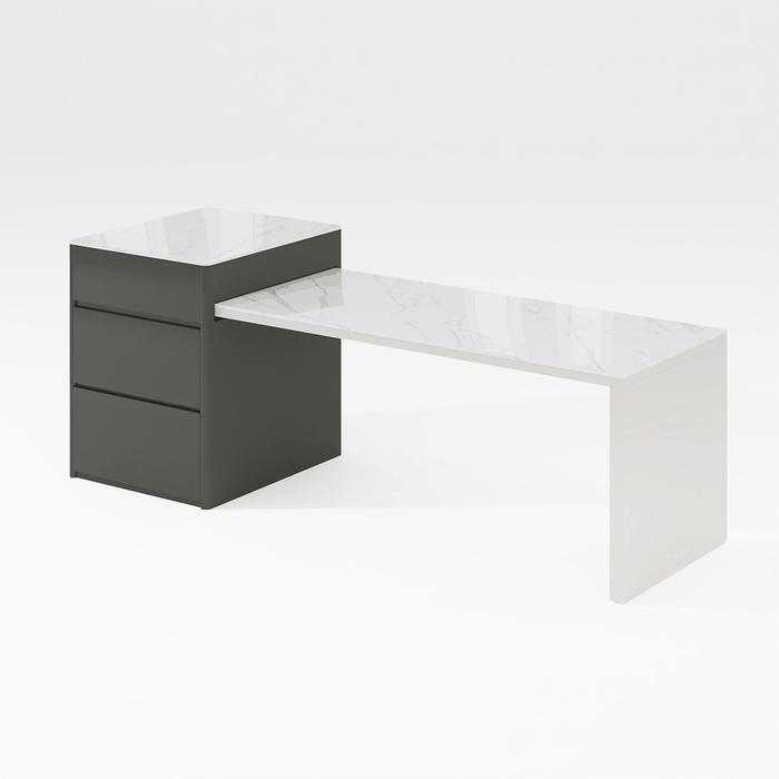 Modern Minimalist Extendable Kitchen Island with Storage Cabinet - Seats Up to 6 People