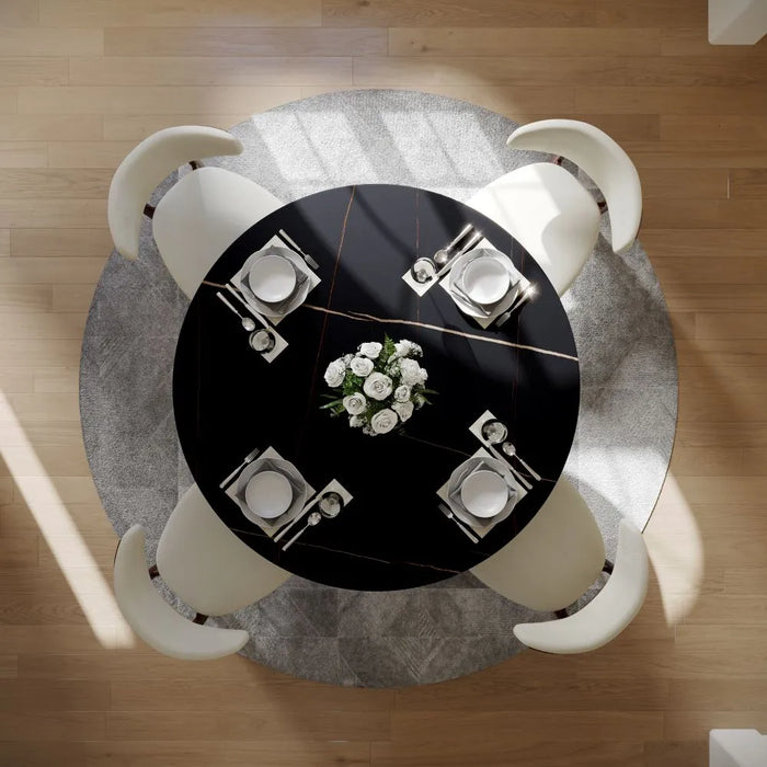 Modern Minimalist Round Dining Table with U-Shaped Base - Seats Up to 6 People, Suitable for Restaurant and Hotel