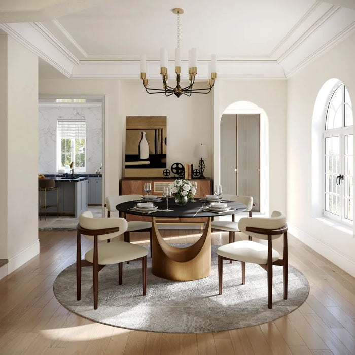 Modern Minimalist Round Dining Table with U-Shaped Base - Seats Up to 6 People, Suitable for Restaurant and Hotel