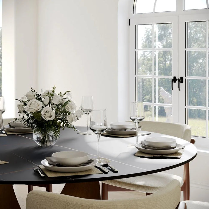 Modern Minimalist Round Dining Table with U-Shaped Base - Seats Up to 6 People, Suitable for Restaurant and Hotel