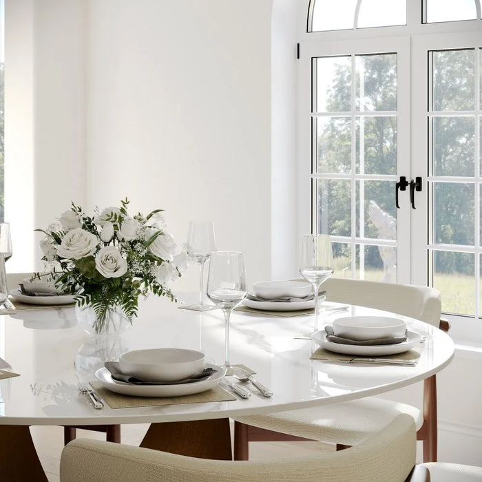 59" Modern Round Sintered Stone Dining Table for 6