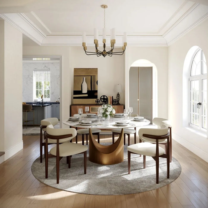 59" Modern Round Sintered Stone Dining Table for 6