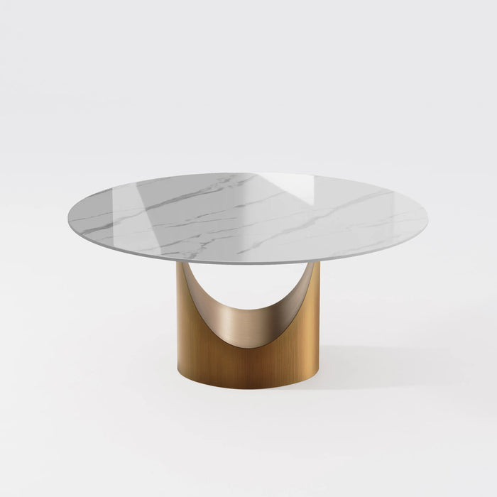 Modern Minimalist Round Dining Table with U-Shaped Base - Seats Up to 6 People, Suitable for Restaurant and Hotel