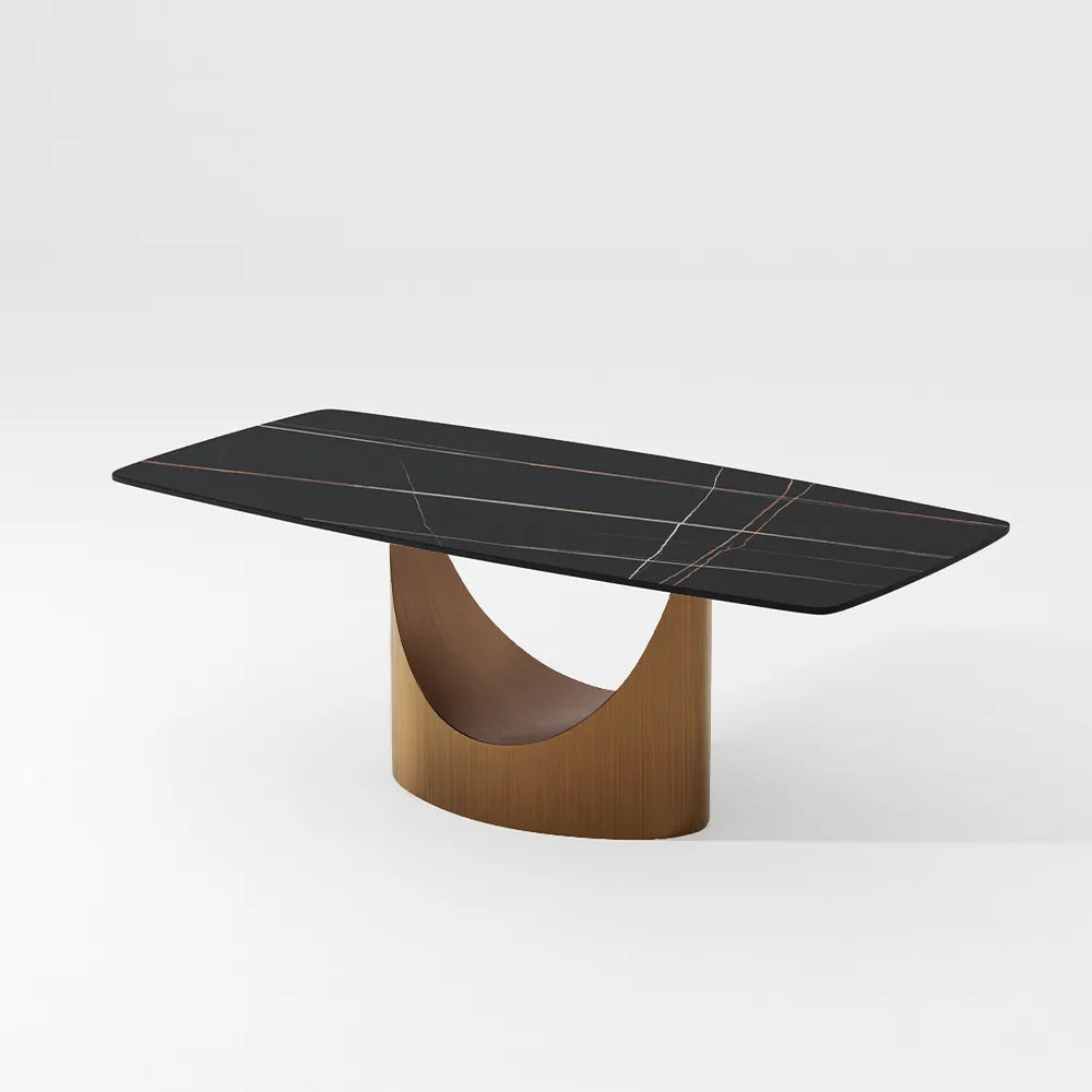 Expandable Modern Rectangular Dining Table with U-Shaped Base - Suitable for Dining Rooms