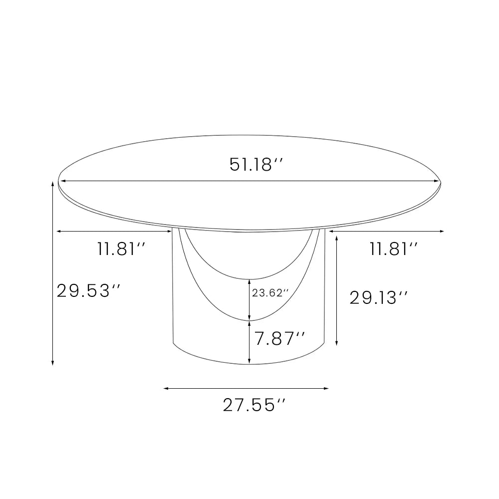 Modern Minimalist Round Dining Table with U-Shaped Base - Seats Up to 6 People, Suitable for Restaurant and Hotel