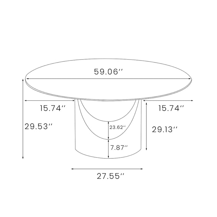 59" Modern Round Sintered Stone Dining Table for 6