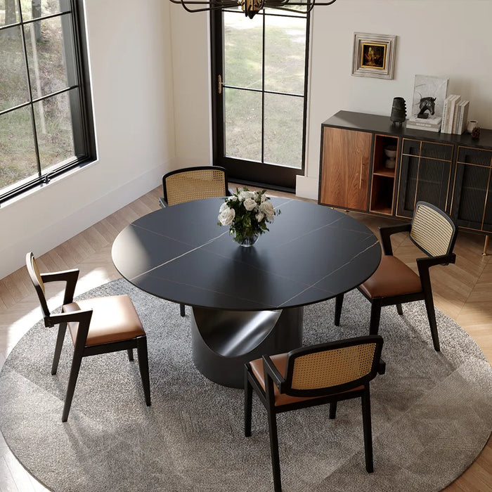 Modern Minimalist Round Dining Table with U-Shaped Base - Seats Up to 6 People, Suitable for Restaurant and Hotel