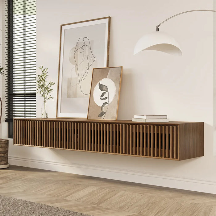 Modern Minimalist Floating TV Stand with 4 Storage Cabinets - Suitable for Living Room