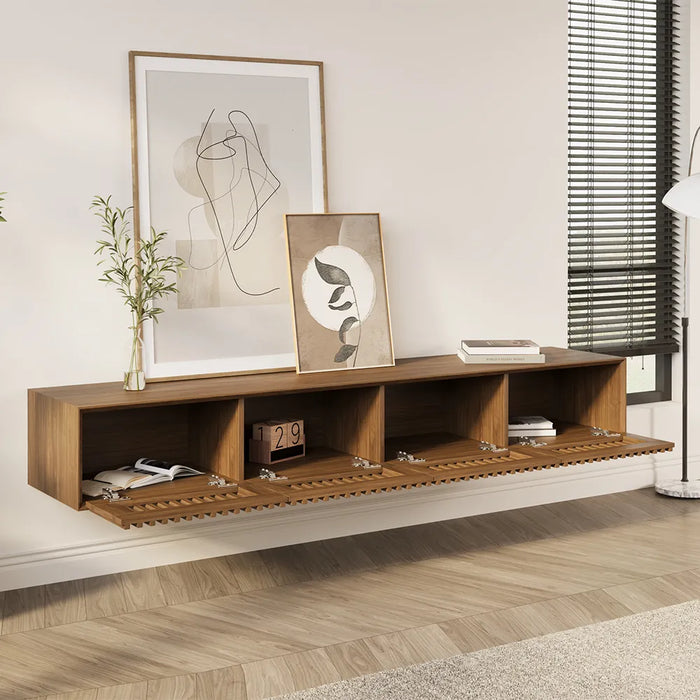 Modern Minimalist Floating TV Stand with 4 Storage Cabinets - Suitable for Living Room