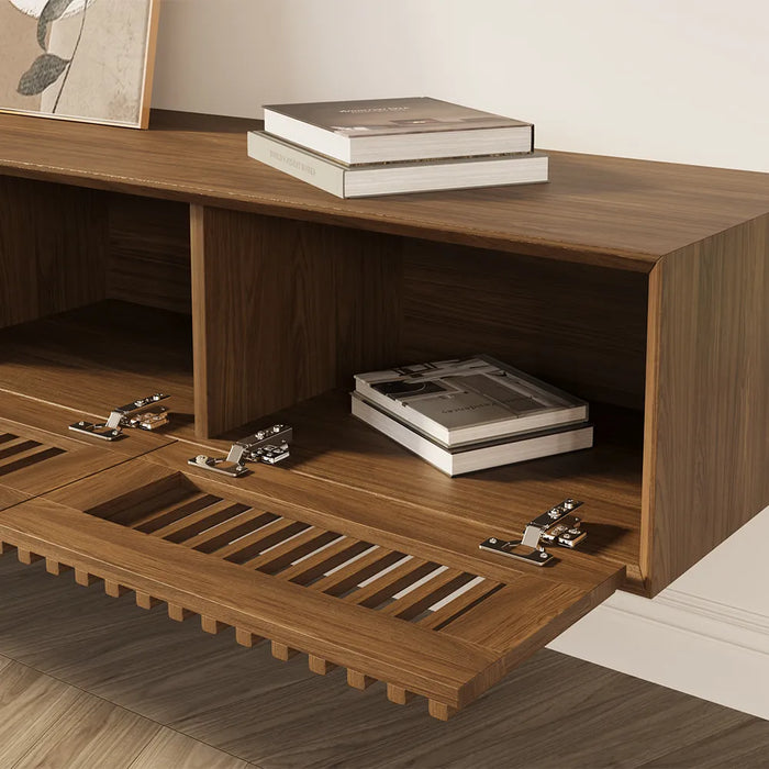 Modern Minimalist Floating TV Stand with 4 Storage Cabinets - Suitable for Living Room